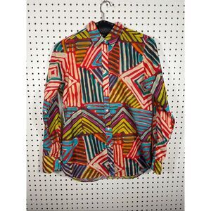 J.Crew Boy Shirt in Geo Brush Stroke Rainbow Size 2